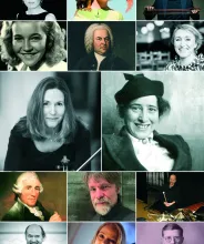 Collage med kompositörer och musiker i Katrina kammarmusikfestival 2026.