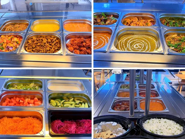 Många olika rätter att välja mellan på Taste of Himalayas lunchbuffé.