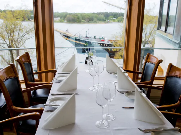 Utsikt mot Pommern från Restaurang Nautical.