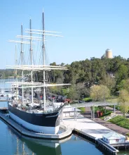 Segelfartyget Pommern i Mariehamns västra hamn.