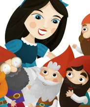 Snövit och de 7 dvärgarna, illustration.