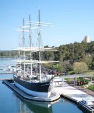 Pommern vid kajen i Mariehamns västra hamn.
