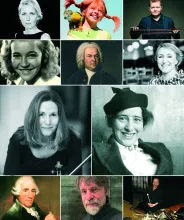 Collage med kompositörer och musiker i Katrina kammarmusikfestival 2026.