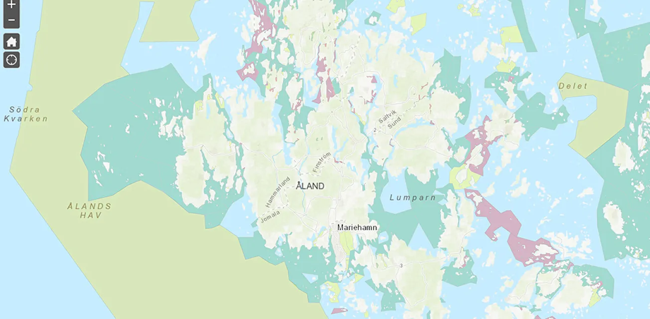 Webbkarta över fiskekortsområden på Åland