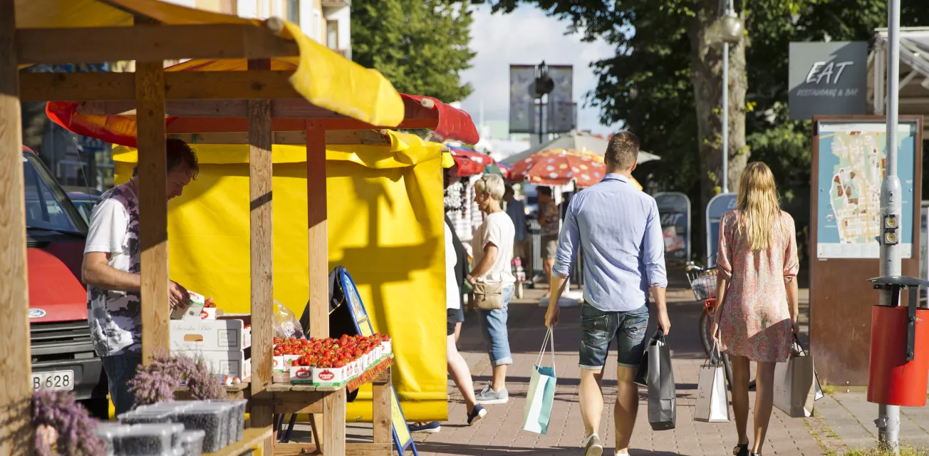 Shoppinggata i Mariehamn.