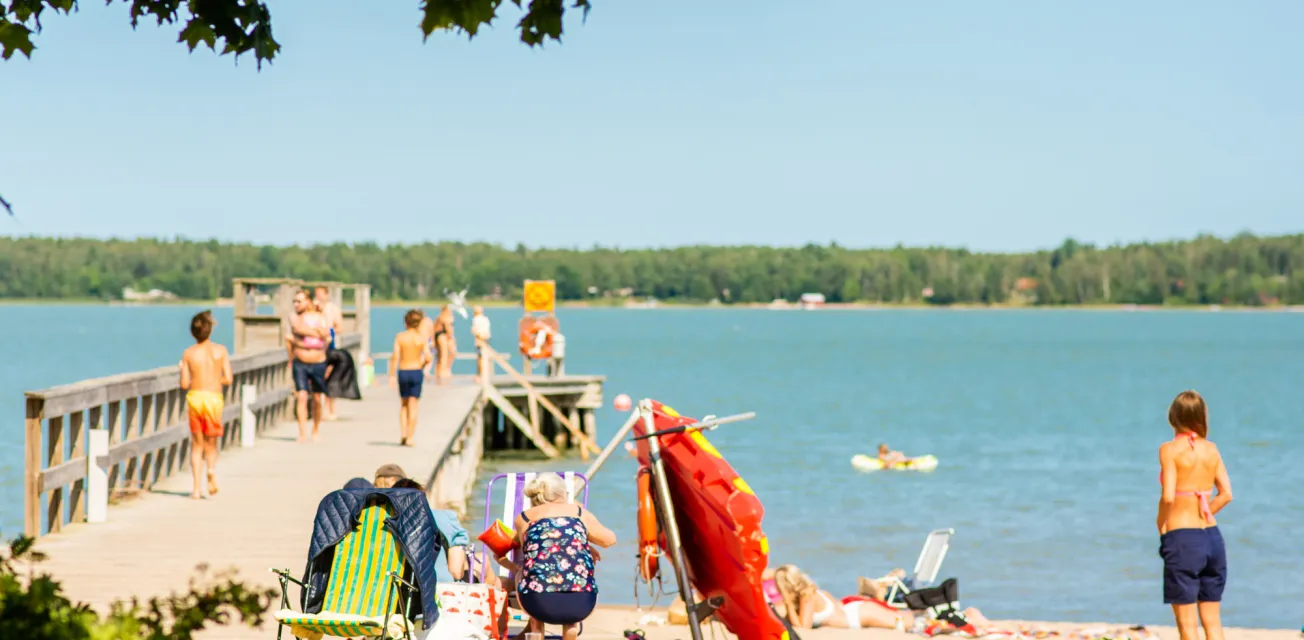 Badstranden Lilla holmen i Mariehamn.