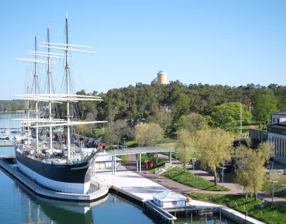 Segelfartyget Pommern i Mariehamns västra hamn.