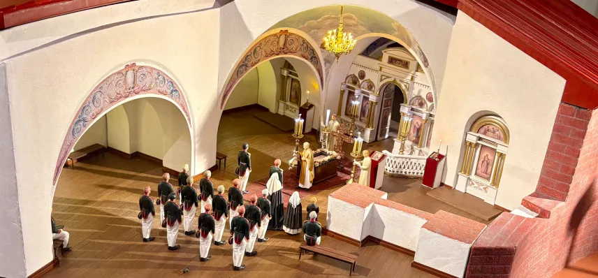 Miniatyrmodell från Bomarsunds besökscenter.