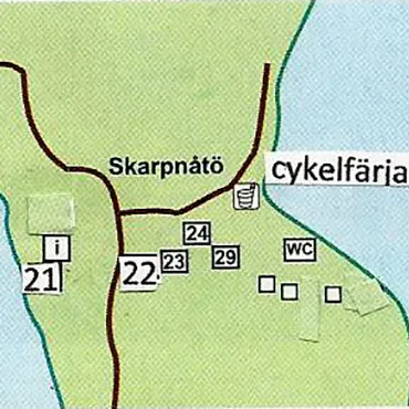 Översiktskarta för Skarpnåtös stugor.