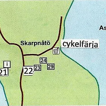 Översiktskarta för Skarpnåtös stugor.