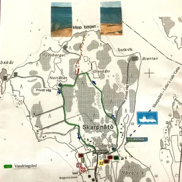 Översiktskarta för Skarpnåtös stugor.