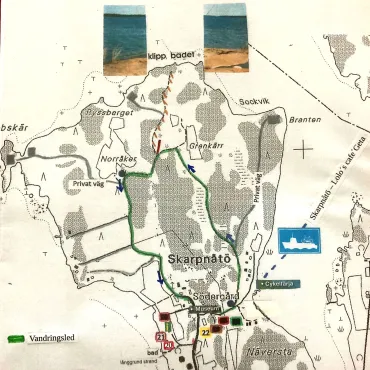 Översiktskarta för Skarpnåtös stugor.