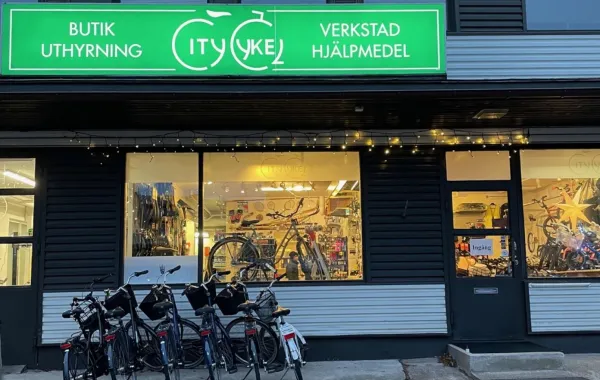 Fasaden vid City Cykel i Mariehamn.